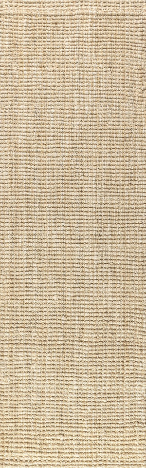 HomeRoots 12 Foot Ivory Jute Handwoven Runner Rug Natural Texture for Hallways and Entryways 684937