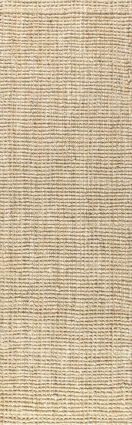 HomeRoots 12 Foot Ivory Jute Handwoven Runner Rug Natural Texture for Hallways and Entryways 684937