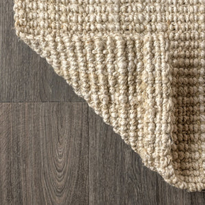 12 Foot Ivory Jute Handwoven Runner Rug Natural Texture for Hallways and Entryways