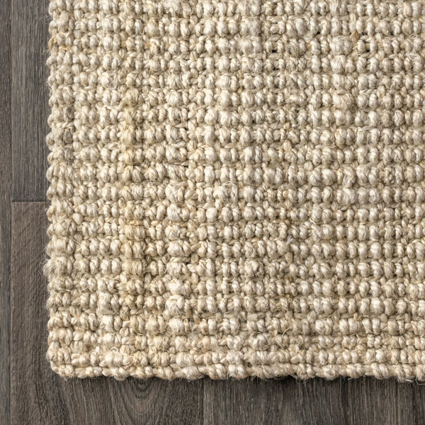 12 Foot Ivory Jute Handwoven Runner Rug Natural Texture for Hallways and Entryways
