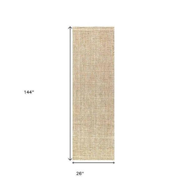 12 Foot Ivory Jute Handwoven Runner Rug Natural Texture for Hallways and Entryways