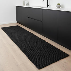 HomeRoots 8' Black Jute Handmade Runner Rug - Stylish, Durable Accent for Hallways and Narrow Spaces, Elegant Design 684940