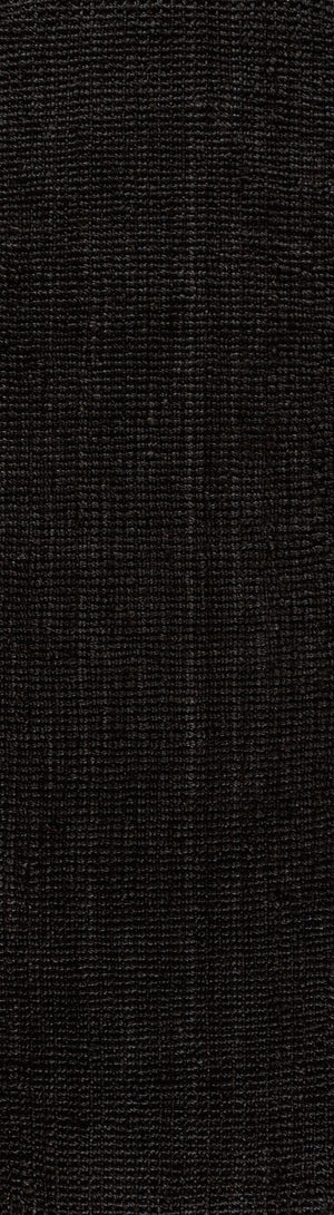 HomeRoots 8' Black Jute Handmade Runner Rug - Stylish, Durable Accent for Hallways and Narrow Spaces, Elegant Design 684940