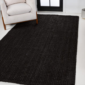 HomeRoots 3' Black Jute Handmade Area Rug - Stylish Natural Texture for Entryways, Bedrooms, and More! 684941