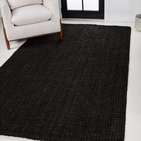 HomeRoots 3' Black Jute Handmade Area Rug - Stylish Natural Texture for Entryways, Bedrooms, and More! 684941