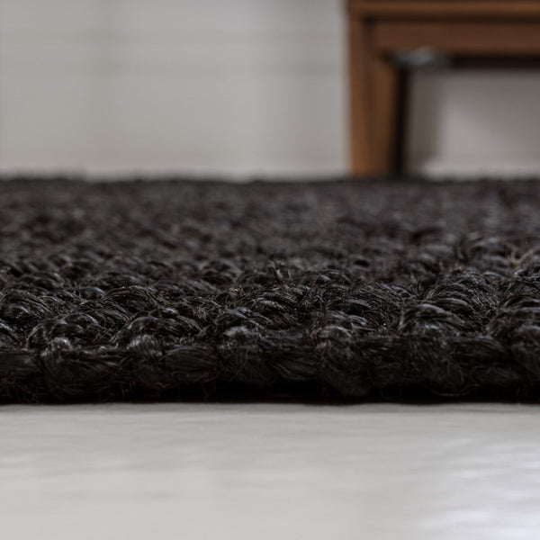 HomeRoots 3' Black Jute Handmade Area Rug - Stylish Natural Texture for Entryways, Bedrooms, and More! 684941