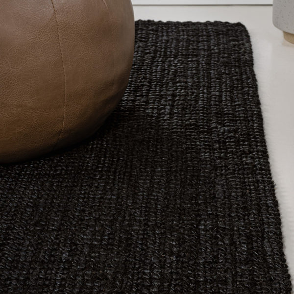 HomeRoots 5' Black Jute Handmade Area Rug - Chic, Durable, and Versatile for Living Rooms, Bedrooms & More! 684943