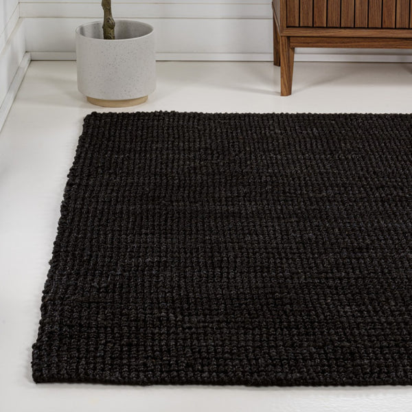 HomeRoots 5' Black Jute Handmade Area Rug - Chic, Durable, and Versatile for Living Rooms, Bedrooms & More! 684943