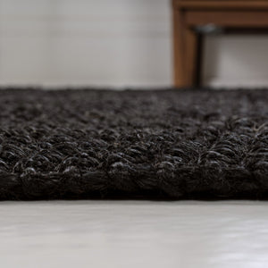 HomeRoots 5' Black Jute Handmade Area Rug - Chic, Durable, and Versatile for Living Rooms, Bedrooms & More! 684943
