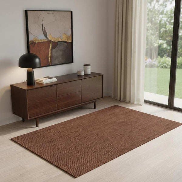 HomeRoots 4' Jute Handmade Area Rug - Natural Woven Elegance for Contemporary Spaces, Low-Maintenance Comfort 684947