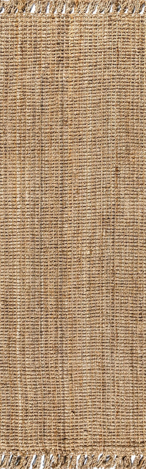 HomeRoots 16' Natural Jute Handmade Runner Rug with Fringed Edges - Perfect for Hallways & Entryways, Stylish Comfort 684958