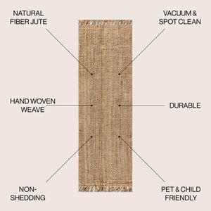 HomeRoots 18' Natural Jute Handmade Runner Rug with Fringed Edges - Stylish, Durable, Perfect for High-Traffic Areas 684959