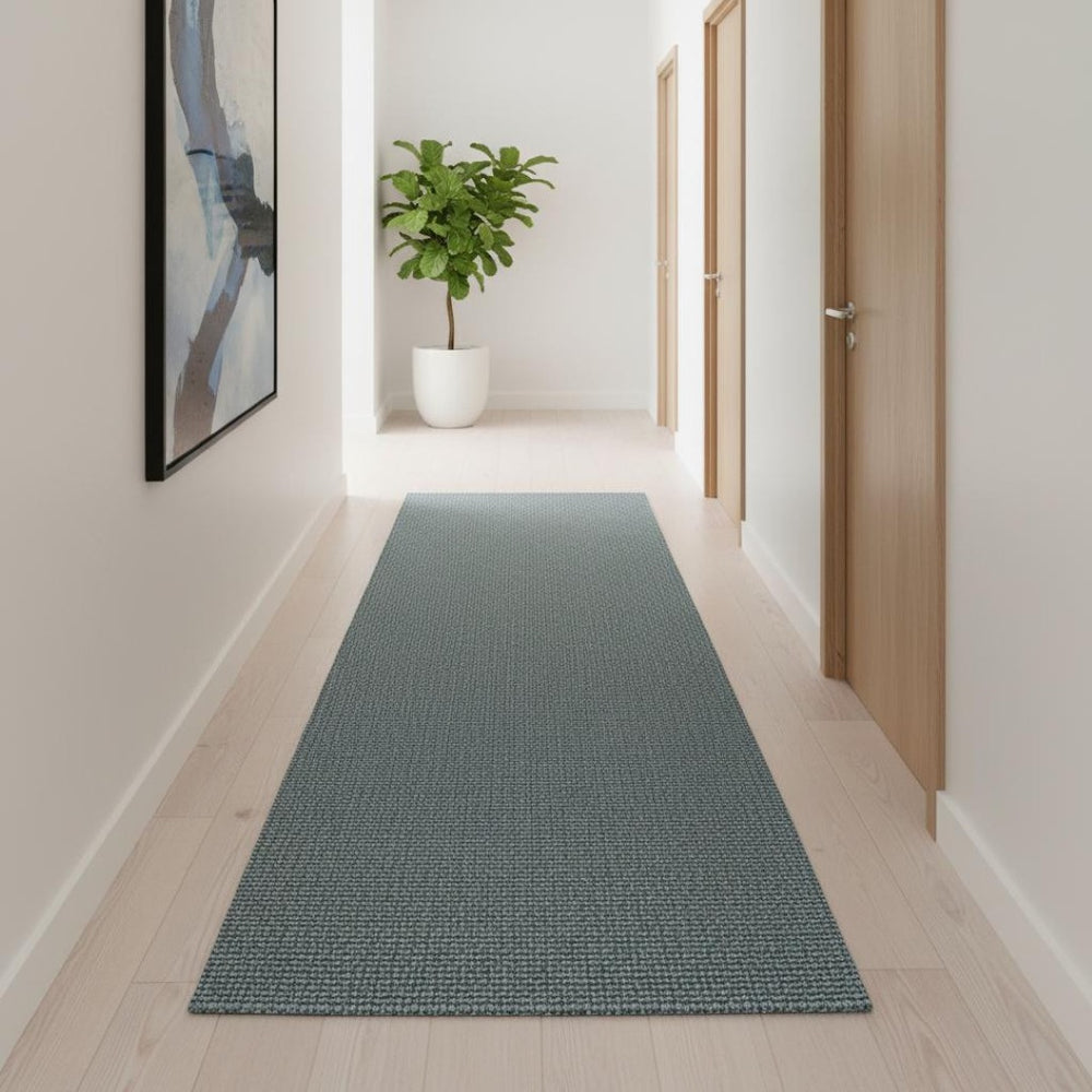 HomeRoots 12' Light Blue Jute Runner Rug - Handmade, Eco-Friendly Design for Hallways & High-Traffic Areas 684962