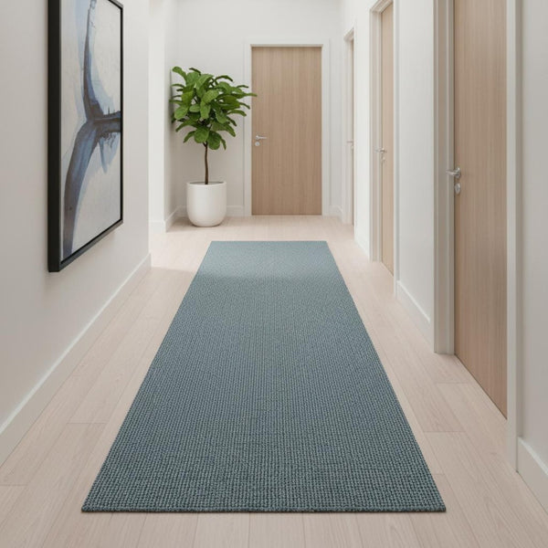 HomeRoots 16' Light Blue Jute Runner Rug - Handcrafted Fringe Accent for Coastal & Contemporary Spaces 684964