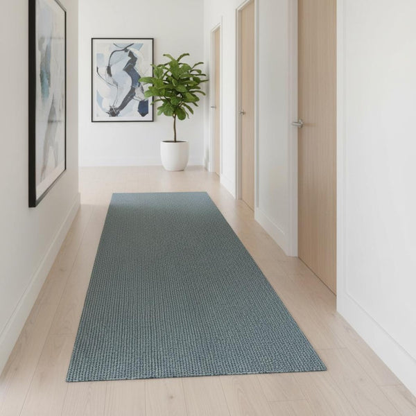 HomeRoots 18' Light Blue Jute Handmade Runner Rug with Fringed Ends - Perfect for Hallways & Entryways! 684965