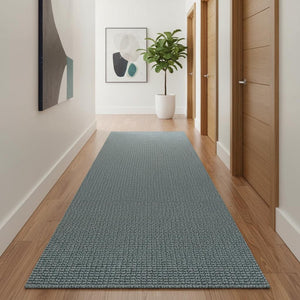 HomeRoots 20' Light Blue Jute Runner Rug - Handmade, Eco-Friendly, Fringe Detail for Hallways & Kitchens 684966