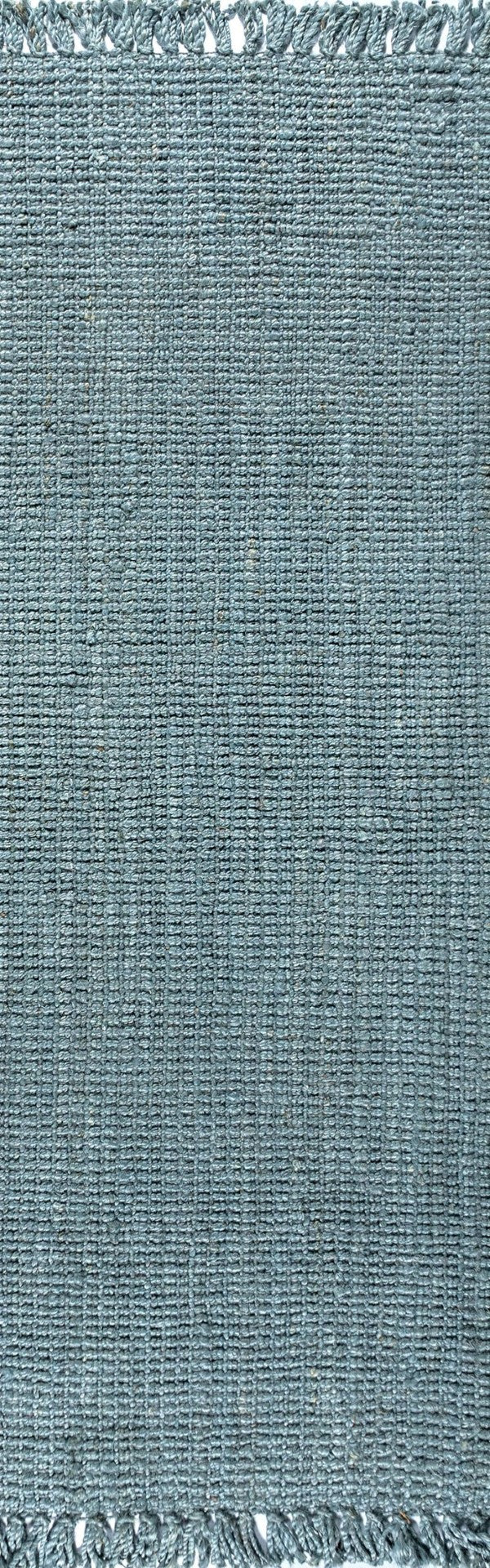 HomeRoots 20' Light Blue Jute Runner Rug - Handmade, Eco-Friendly, Fringe Detail for Hallways & Kitchens 684966