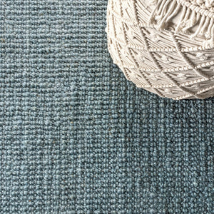 HomeRoots 20' Light Blue Jute Runner Rug - Handmade, Eco-Friendly, Fringe Detail for Hallways & Kitchens 684966