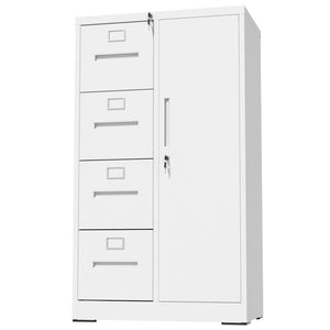 English Elm Metal Four Drawer Filing Cabinet with Lock Steel Storage for Home Office Bedroom White W2735P457275