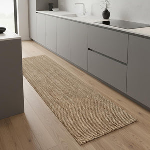 HomeRoots 8' Natural Jute Handmade Runner Rug - Elegant Textured Accent for Hallways & Narrow Spaces, Eco-Friendly 684967