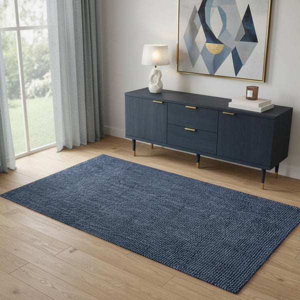 HomeRoots 4' X 6' Navy Blue Jute Handmade Area Rug - Stylish, Durable, and Versatile for Any Small Space Decor 684984