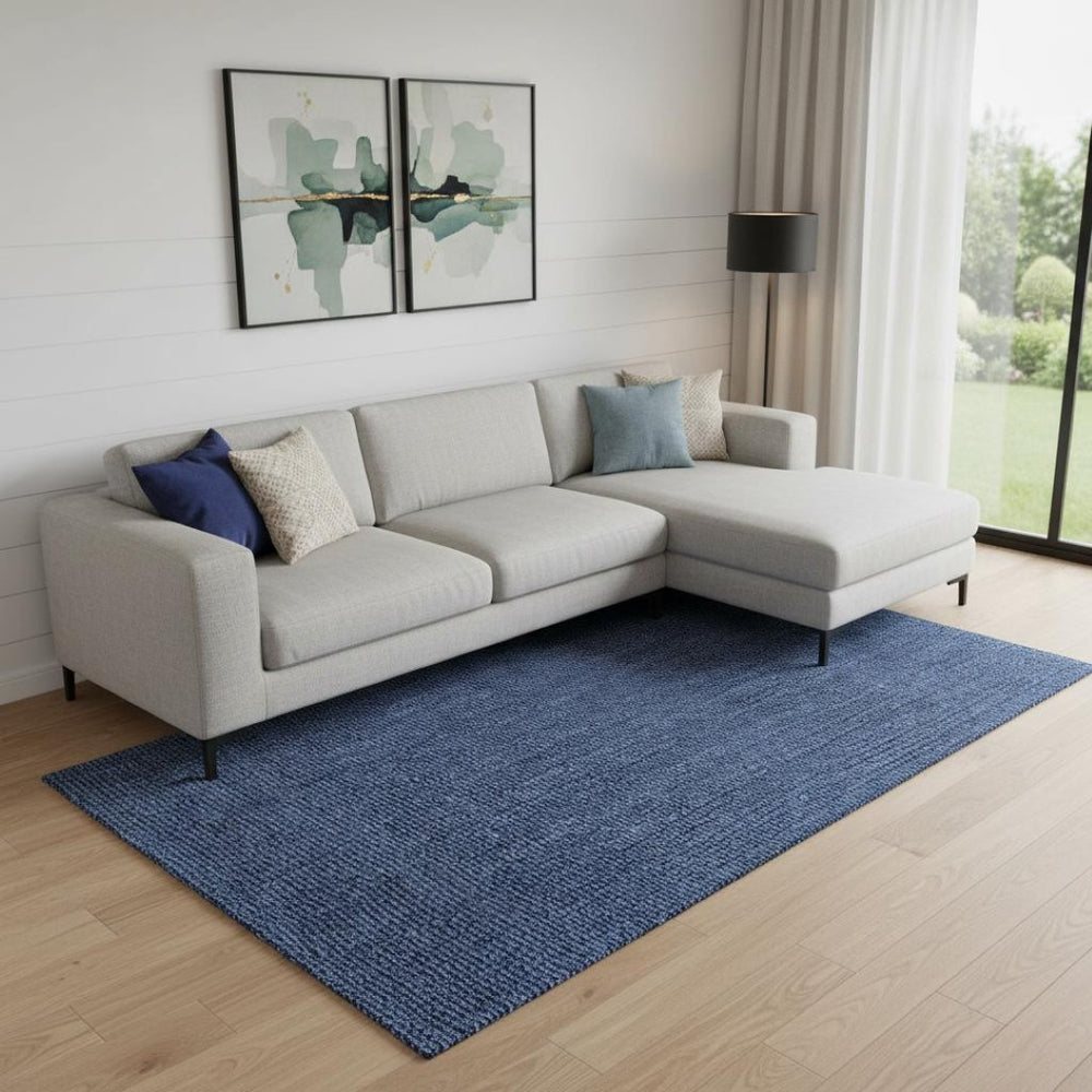 HomeRoots 8' X 10' Navy Blue Jute Handmade Area Rug – Eco-Friendly, Durable, Textured Design for Modern Spaces 684986