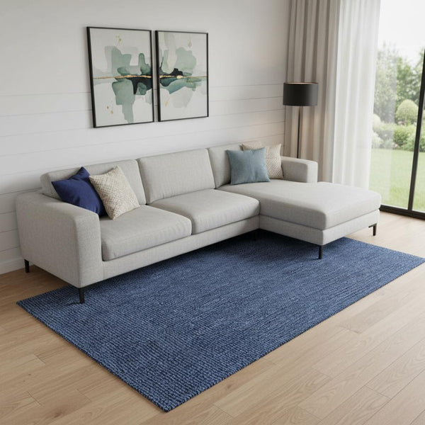 HomeRoots 8' X 10' Navy Blue Jute Handmade Area Rug – Eco-Friendly, Durable, Textured Design for Modern Spaces 684986