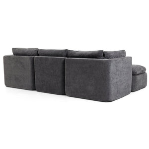 English Elm Modern Chenille Cloud Sectional with Ottoman Deep Sink Modular L Shaped Living Room Sofa Dark Grey W2379S00004