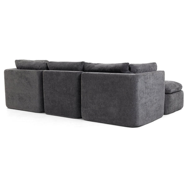 English Elm Modern Chenille Cloud Sectional with Ottoman Deep Sink Modular L Shaped Living Room Sofa Dark Grey W2379S00004