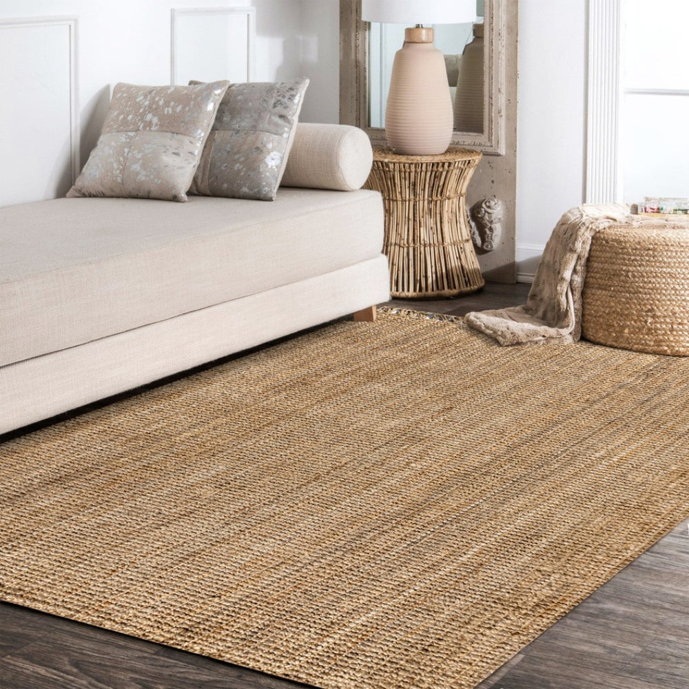 HomeRoots 4' X 6' Natural Jute Handmade Area Rug – Eco-Friendly, Durable, Chic Fringe Design for Any Space 684989