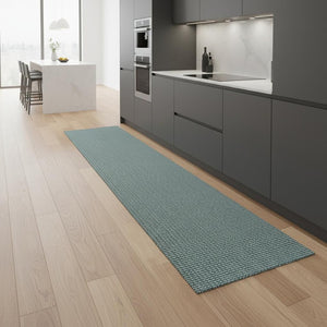 HomeRoots 8' Light Blue Jute Runner Rug – Handcrafted Coastal Charm with Fringed Ends for Stylish Spaces 684992