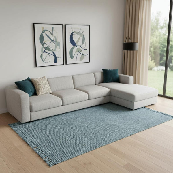 HomeRoots 8' X 10' Light Blue Jute Handmade Area Rug – Stylish, Durable, and Perfect for Modern Interiors! 684996