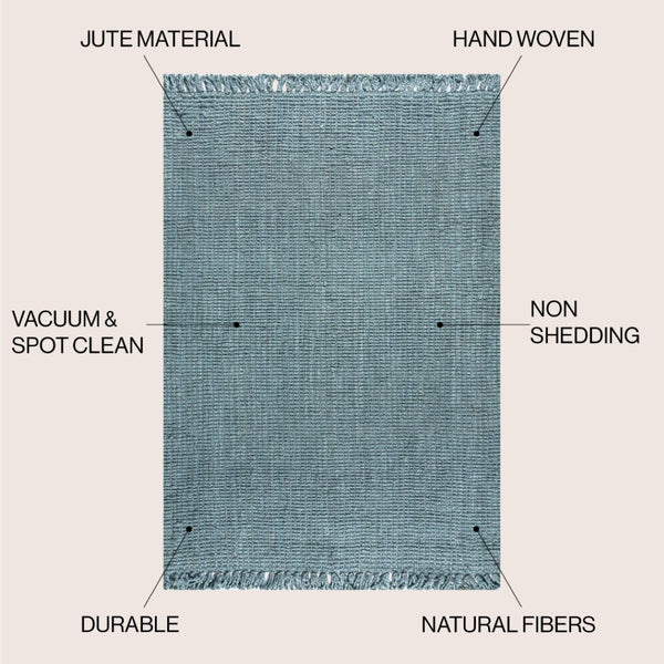 HomeRoots 8' X 10' Light Blue Jute Handmade Area Rug – Stylish, Durable, and Perfect for Modern Interiors! 684996