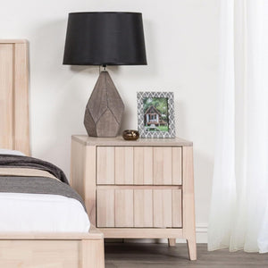 English Elm Mid-century Modern Nightstand Reeded Drawer Fronts Splayed Legs White Wash Bedroom B2741P433345