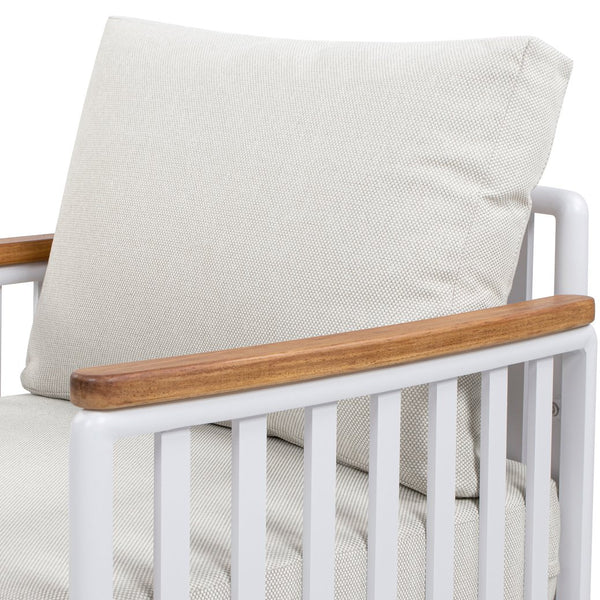 English Elm Jennifer Taylor Home - Calarono Teak & Aluminum Patio Accent Arm Chair Set of 2 — Sand Dune Chenille Cushions, UV‑Resistant Comfort, Rust‑Proof Frame (32x30x30) B2719P320844