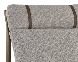 Sunpan ELANOR Lounge Chair - Stylish Walnut Frame with Copenhagen Cappuccino Boucle & Leather Straps 112585