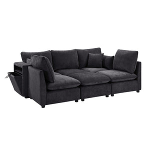 English Elm Swivel Barrel Accent Chair Chenille Tufted Round Club Seat for Living Room Lounge Black N719S002300B
