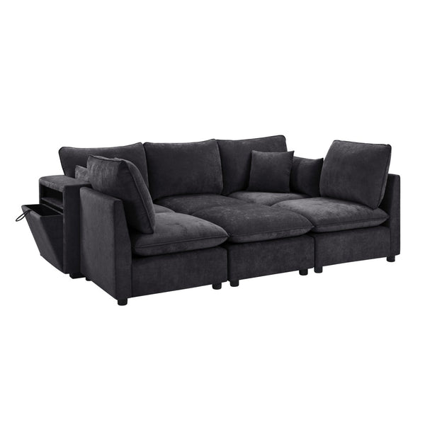 English Elm Swivel Barrel Accent Chair Chenille Tufted Round Club Seat for Living Room Lounge Black N719S002300B