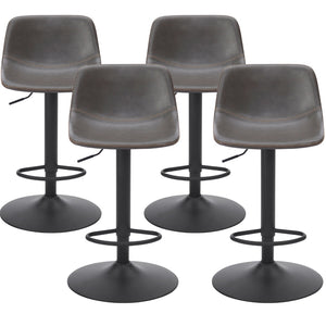 English Elm Adjustable Swivel Barstools Set of 2 Pu Leather Industrial Mid-century Kitchen Island Seating Gray T3623P430795