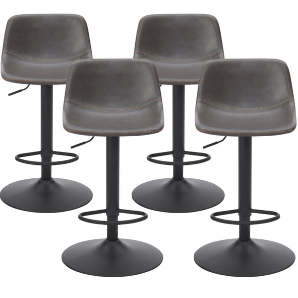 English Elm Adjustable Swivel Barstools Set of 2 Pu Leather Industrial Mid-century Kitchen Island Seating Gray T3623P430795