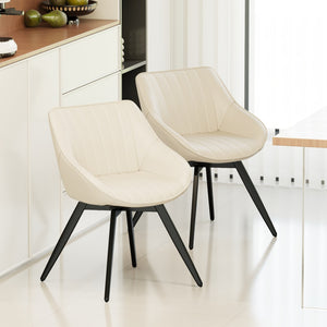 English Elm 29.53 Inch Round Mdf Dining Set with Storage Base Pu Chairs and Black Metal Legs Beige,Walnut W2189S00845