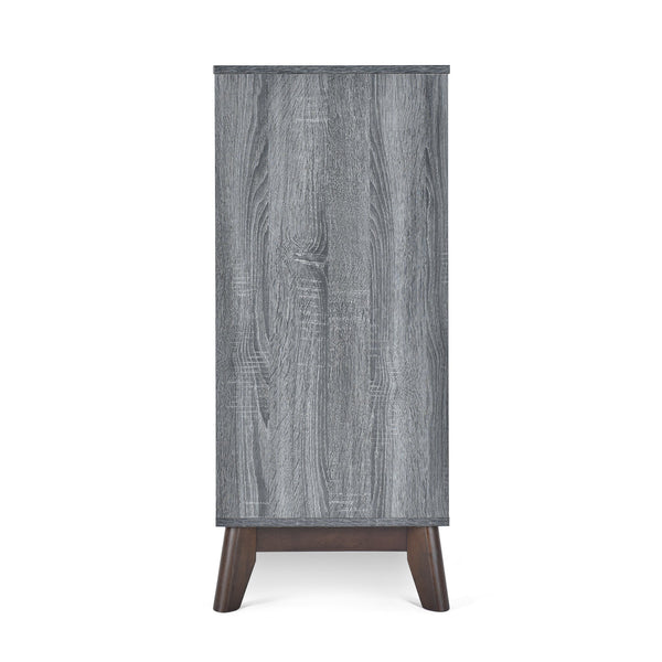 English Elm Christopher Knight Home® - CABINET mid-century modern faux wood storage console with splayed legs, drawers & cubby shelves Grey 67351.00SONGRY
