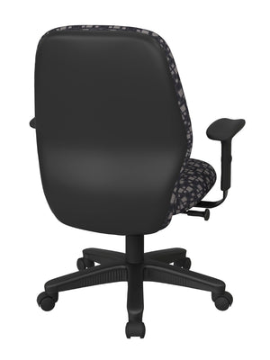 OSP Home Furnishings Mid Back Ergonomic Manager Chair with Synchro Tilt Lumbar Support and Padded Arms Steely 3121-K108