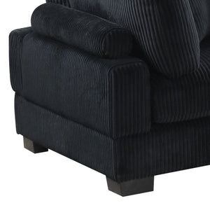 English Elm Bentley sculpted Corner Wedge chair with plush corduroy upholstery and solid wood frame for luxe seating Black G150110452
