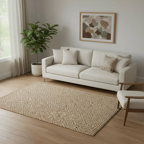 HomeRoots 5' Natural Jute Handmade Area Rug - Durable, Versatile Design Perfect for Any Living Space Decor 685000