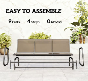 English Elm Outdoor 3 Seat Porch Glider Bench Powder Coated Steel Breathable Mesh Patio Swing T3971P420641