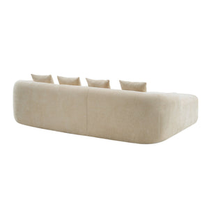 English Elm Full L-Shape Sectional Sofa with Curved Chaise, Modular Chenille Couch, High-Density Comfort for Apartment Living Beige W3612S00004