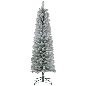 English Elm Homcom 6Ft Snow Flocked Pencil Christmas Tree - Realistic Design, Space-Saving & Easy Assembly W2225P249624