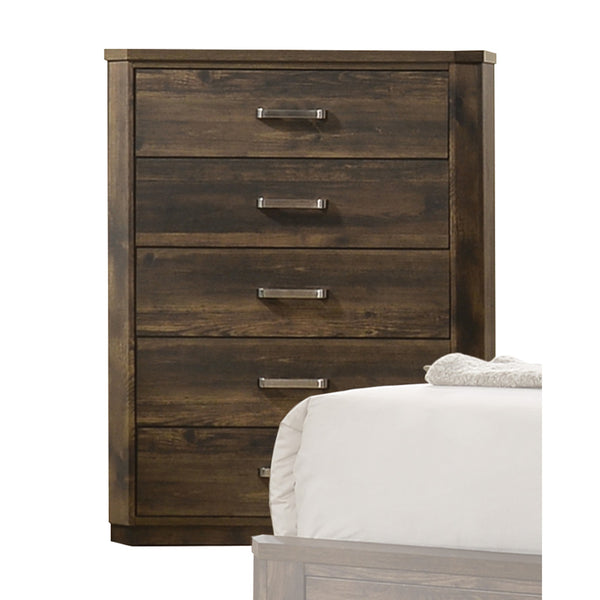 English Elm Elettra Rustic Finish Dresser with 6 Smooth-Glide Drawers, Brushed Nickel Handles, Dust-Proof Design Walnut 54 L x 19 W x 37 H B2726P261233