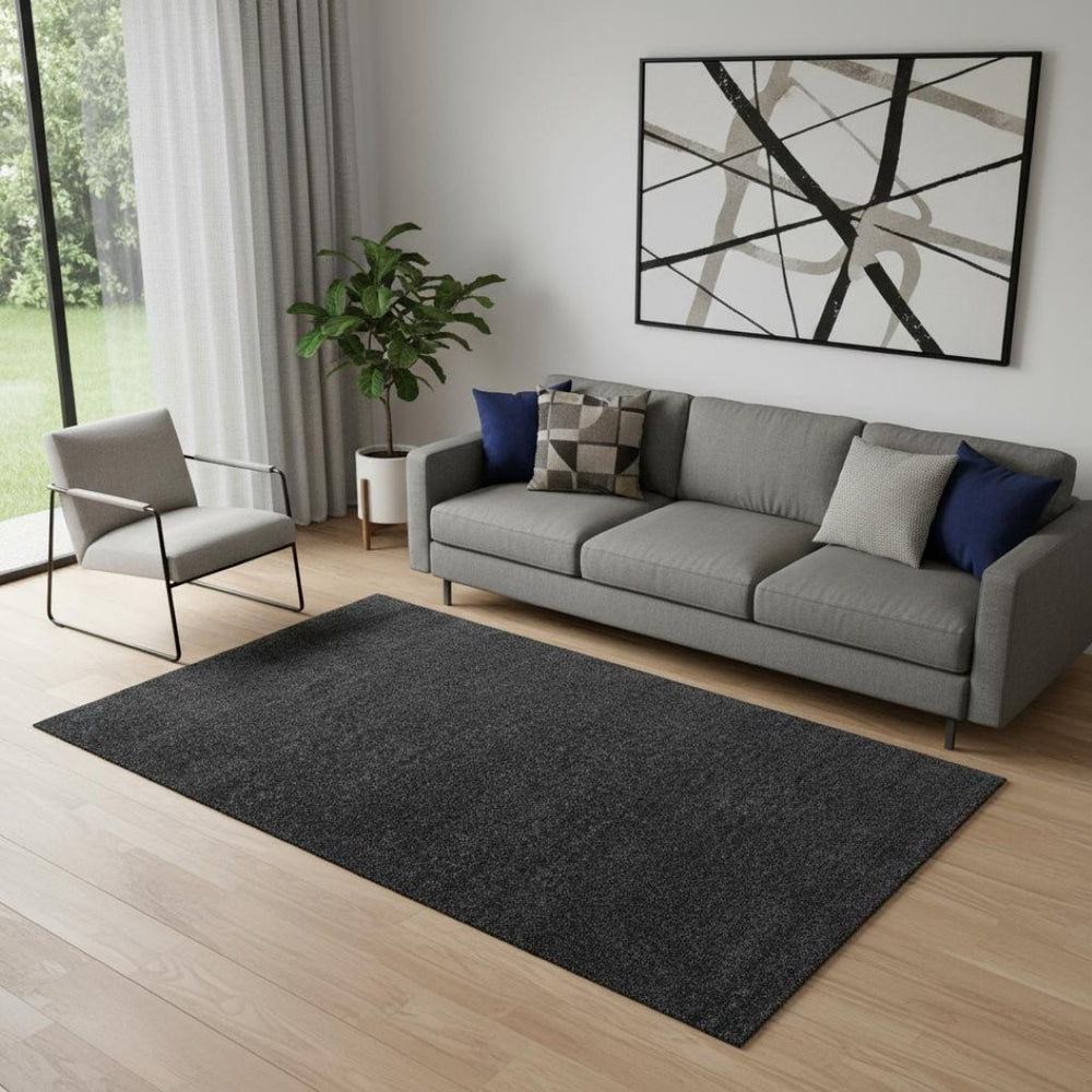 HomeRoots 5' X 8' Black Area Rug - Modern, Durable, and Easy-Care Floor Covering for Stylish Living Spaces 685130
